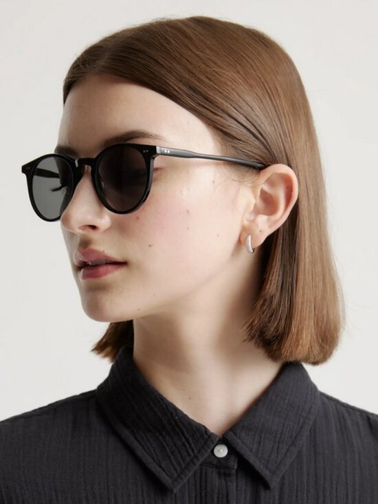 NWT Quince Noah Polarized Acetate Sunglasses Black with Grey Lenses